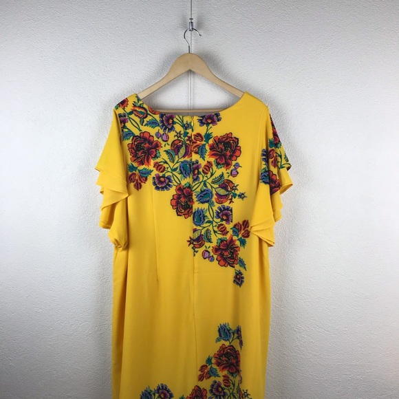 SOLD l Plus Yellow Floral Ruffle Sleeve Dress - Picture 5 of 8